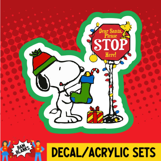 Beagle with Stocking and Sign - DECAL AND ACRYLIC SHAPE #DA02489