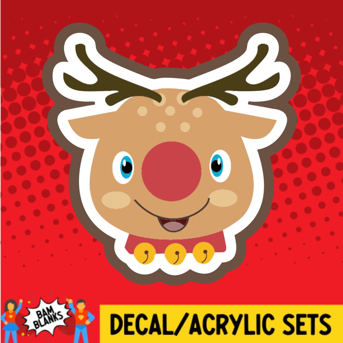 Deer with Red Nose - DECAL AND ACRYLIC SHAPE #DA02497