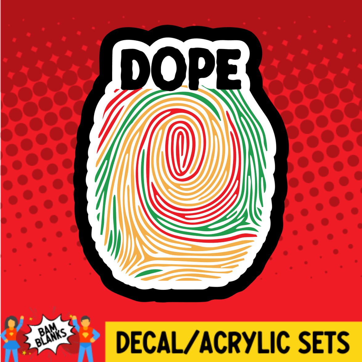 Dope Black History Fingerprint - DECAL AND ACRYLIC SHAPE #DA03568