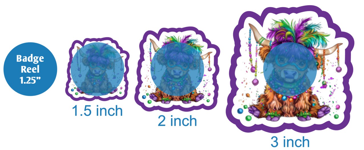 Mardi Gras Highland Cow - DECAL AND ACRYLIC SHAPE #DA03578