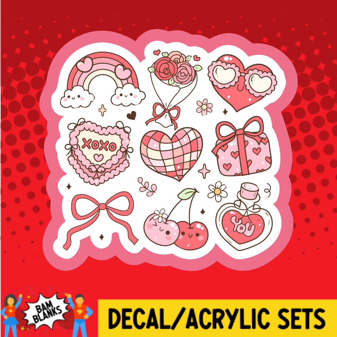 Valentine Coquette Collage - DECAL AND ACRYLIC SHAPE #DA03552