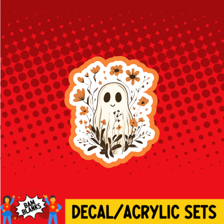 Ghost with Orange Flowers - DECAL AND ACRYLIC SHAPE #DA03748
