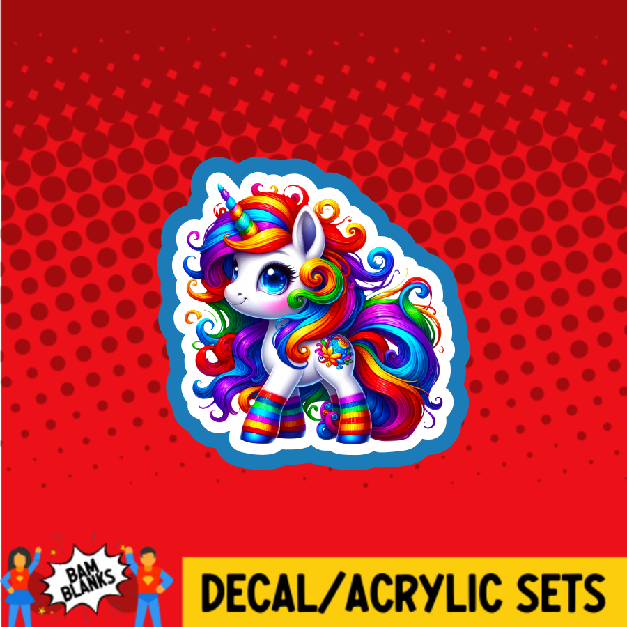 Rainbow Unicorn 2 - DECAL AND ACRYLIC SHAPE #DA03716