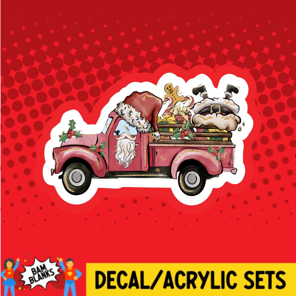 Christmas Truck Side View - DECAL AND ACRYLIC SHAPE #DA01618