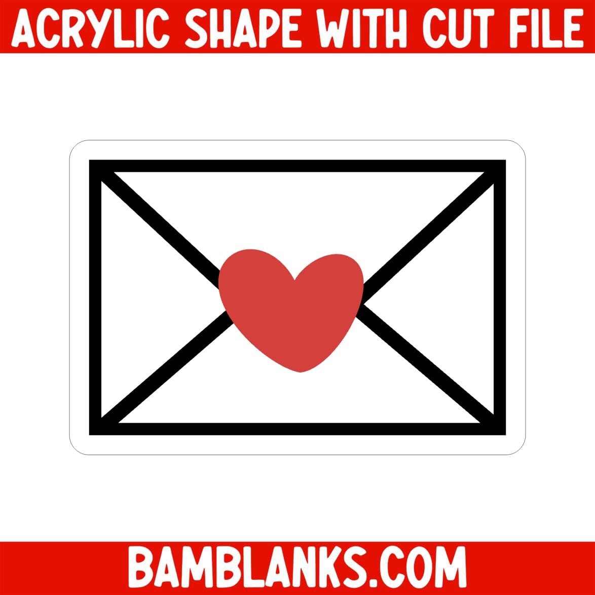Closed Envelope with Heart - Acrylic Shape #371