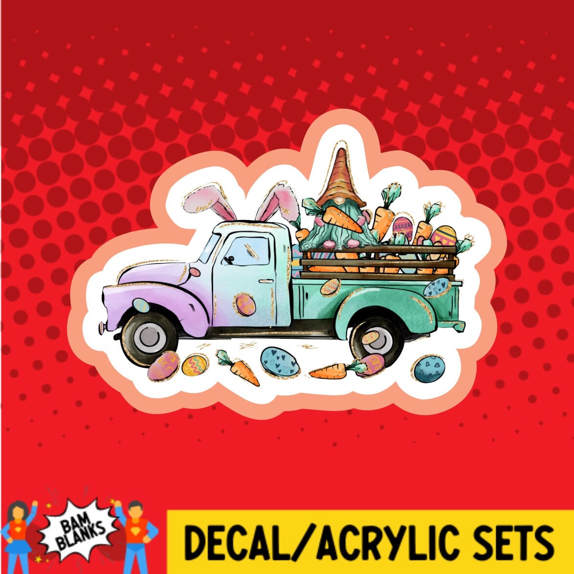 Easter Truck Side View - DECAL AND ACRYLIC SHAPE #DA01614