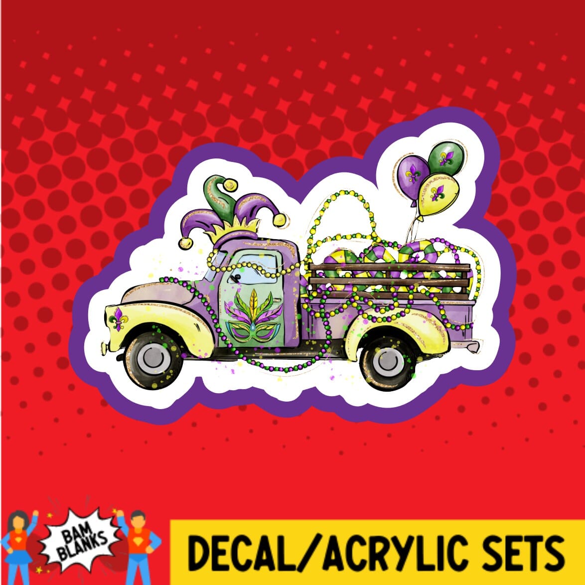 Mardi Gras Truck Side View - DECAL AND ACRYLIC SHAPE #DA01615