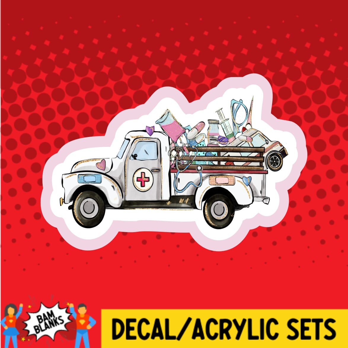 Nurse Truck Side View - DECAL AND ACRYLIC SHAPE #DA01616