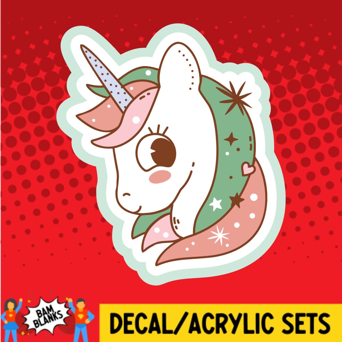 St Patrick Unicorn - DECAL AND ACRYLIC SHAPE #DA01659