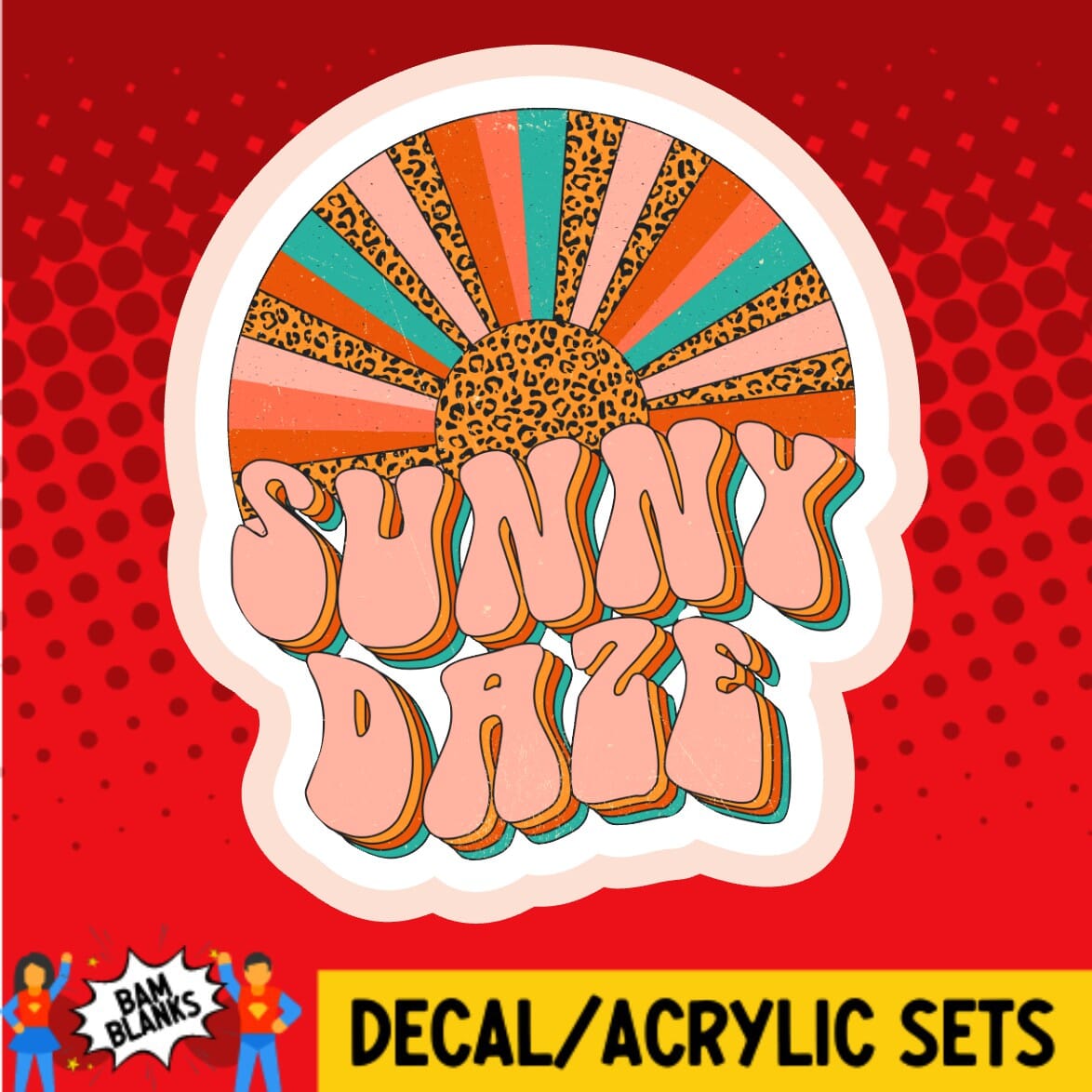 Sunny Daze Leopard Retro - DECAL AND ACRYLIC SHAPE #DA02078