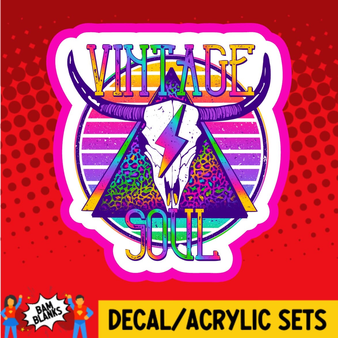 Vintage Soul Longhorn - DECAL AND ACRYLIC SHAPE #DA02050