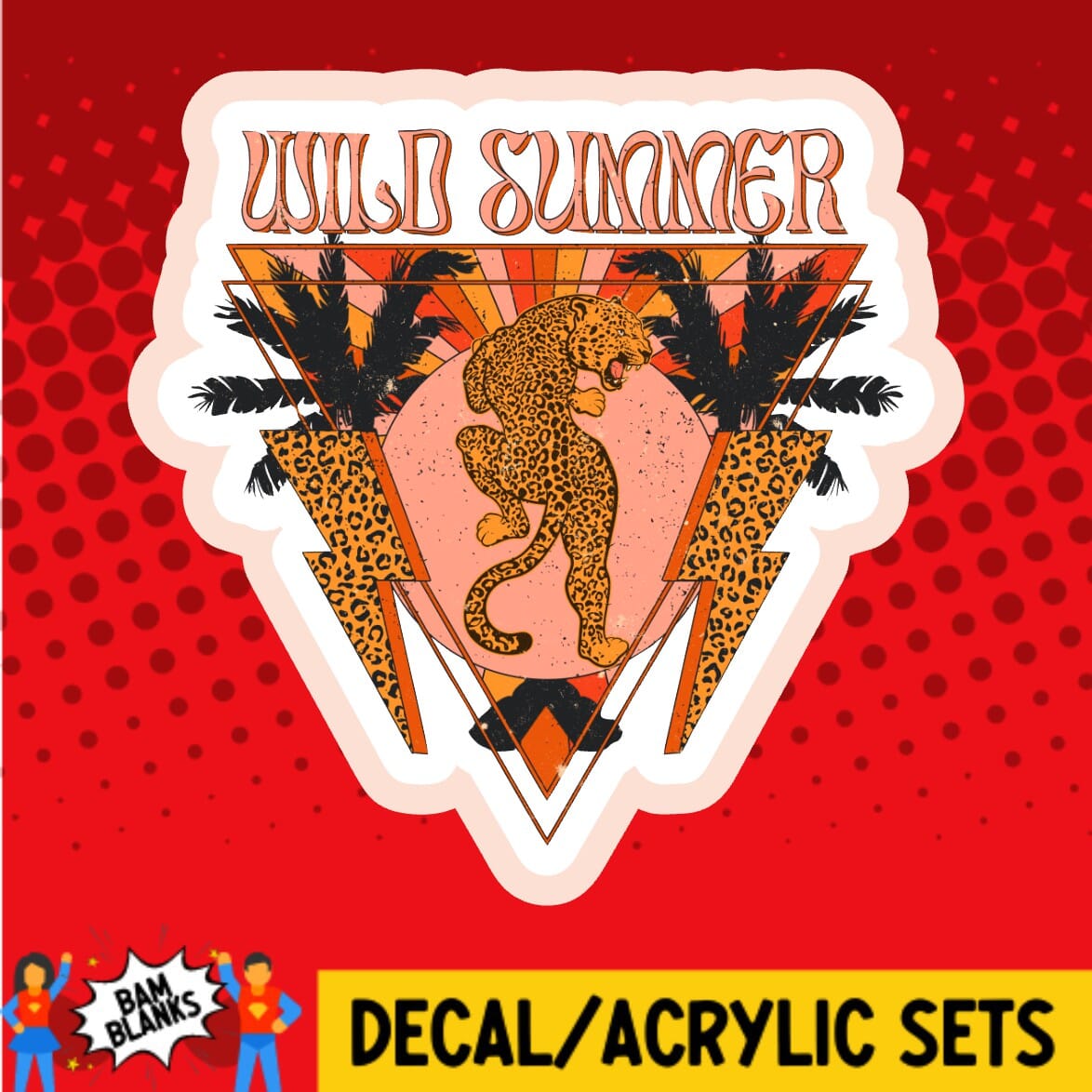 Wild Summer Leopard Retro - DECAL AND ACRYLIC SHAPE #DA02077