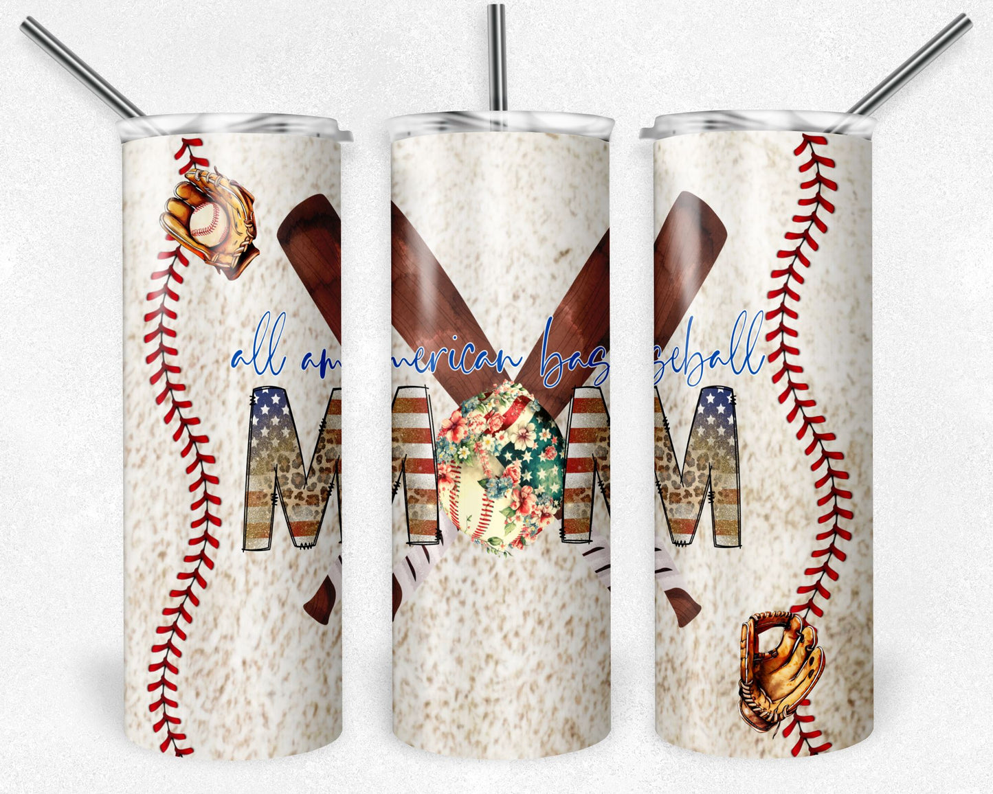 All American Baseball Mom - 20 oz Skinny Cup Wrap - CW0070