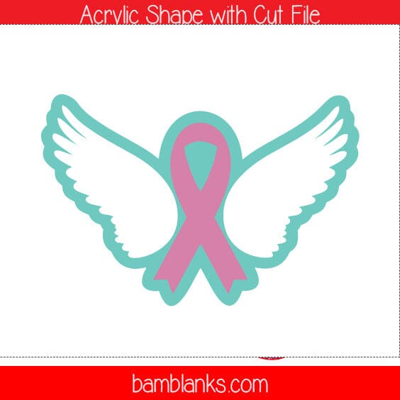 Awareness Ribbon with Wings - Acrylic Shape #194