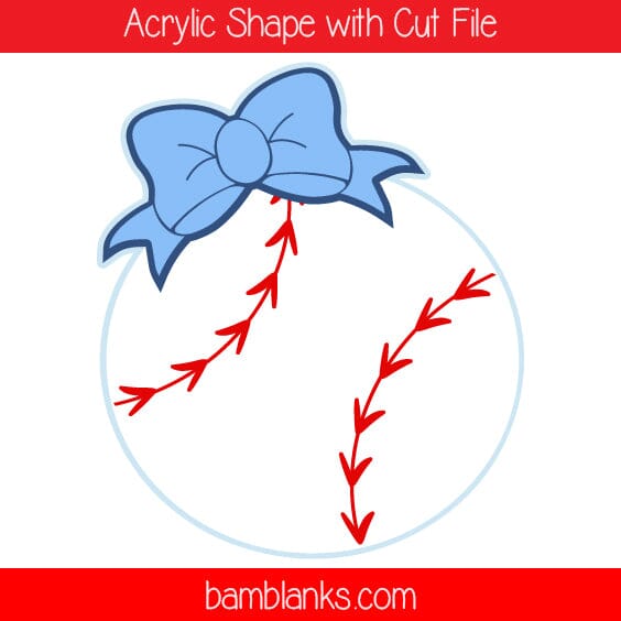Baseball with Bow - Acrylic Shape #924