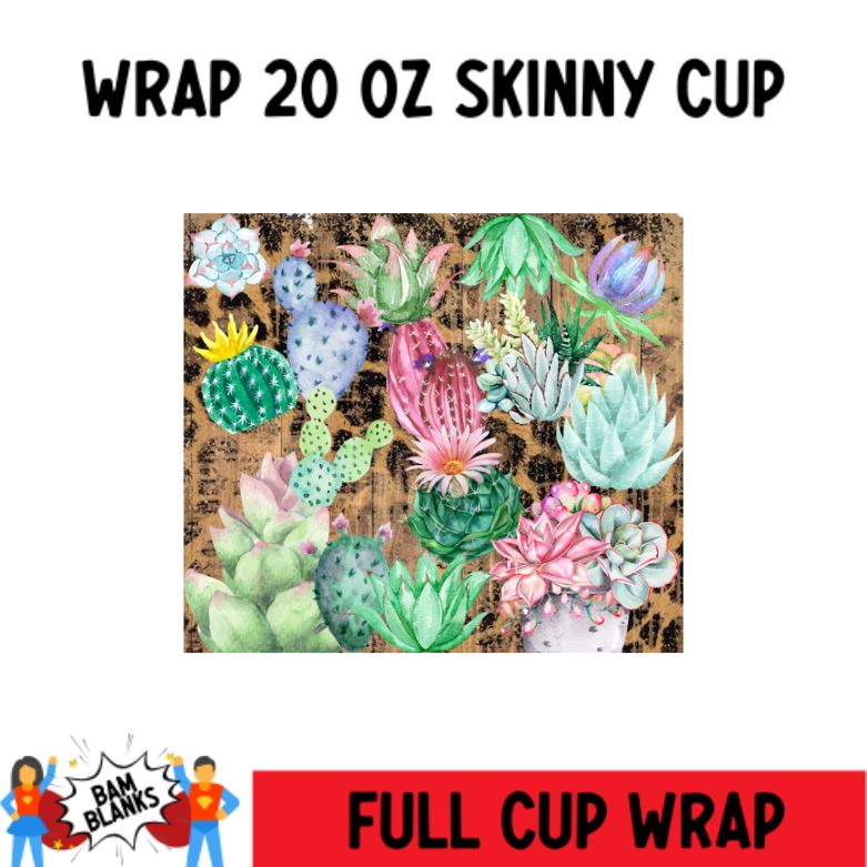 Cactus Leopard - 20 oz Skinny Cup Wrap - CW0005