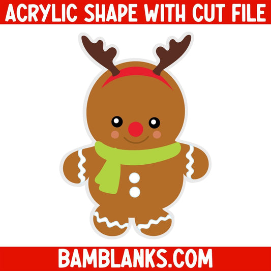 Chubby Ginger Reindeer - Acrylic Shape #558