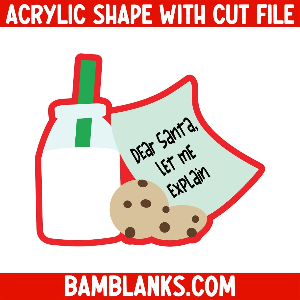 Cookies and Milk with Letter to Santa - Acrylic Shape #1874