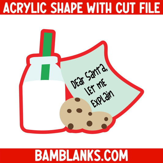 Cookies and Milk with Letter to Santa - Acrylic Shape #1874