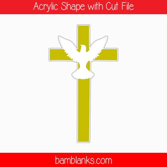 Cross with Dove - Acrylic Shape #356