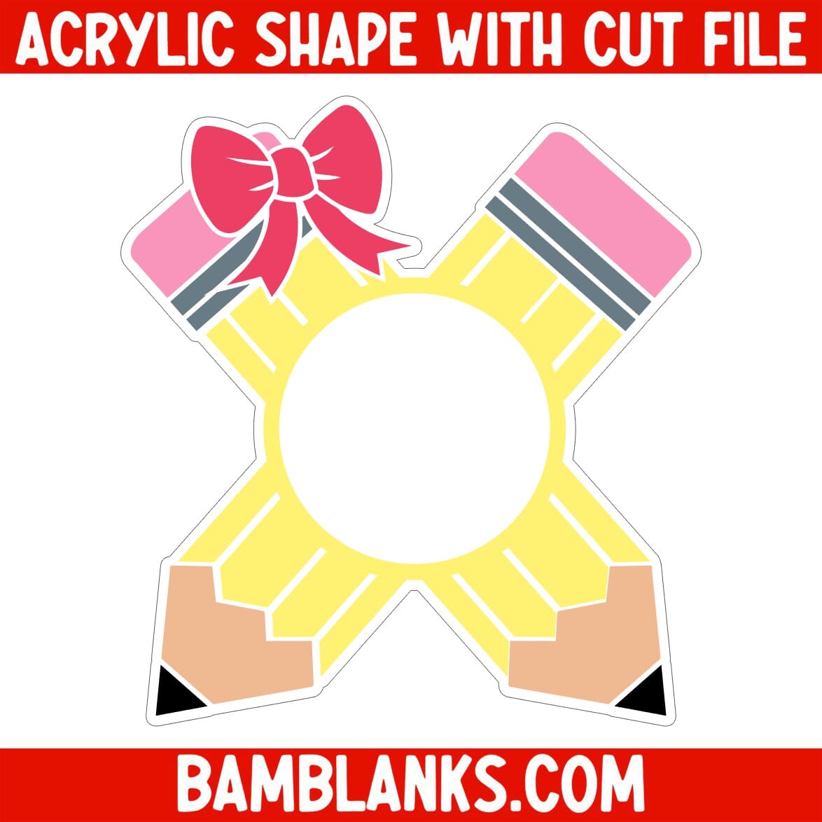 Crossed Pencils with Bow Monogram - Acrylic Shape #1108