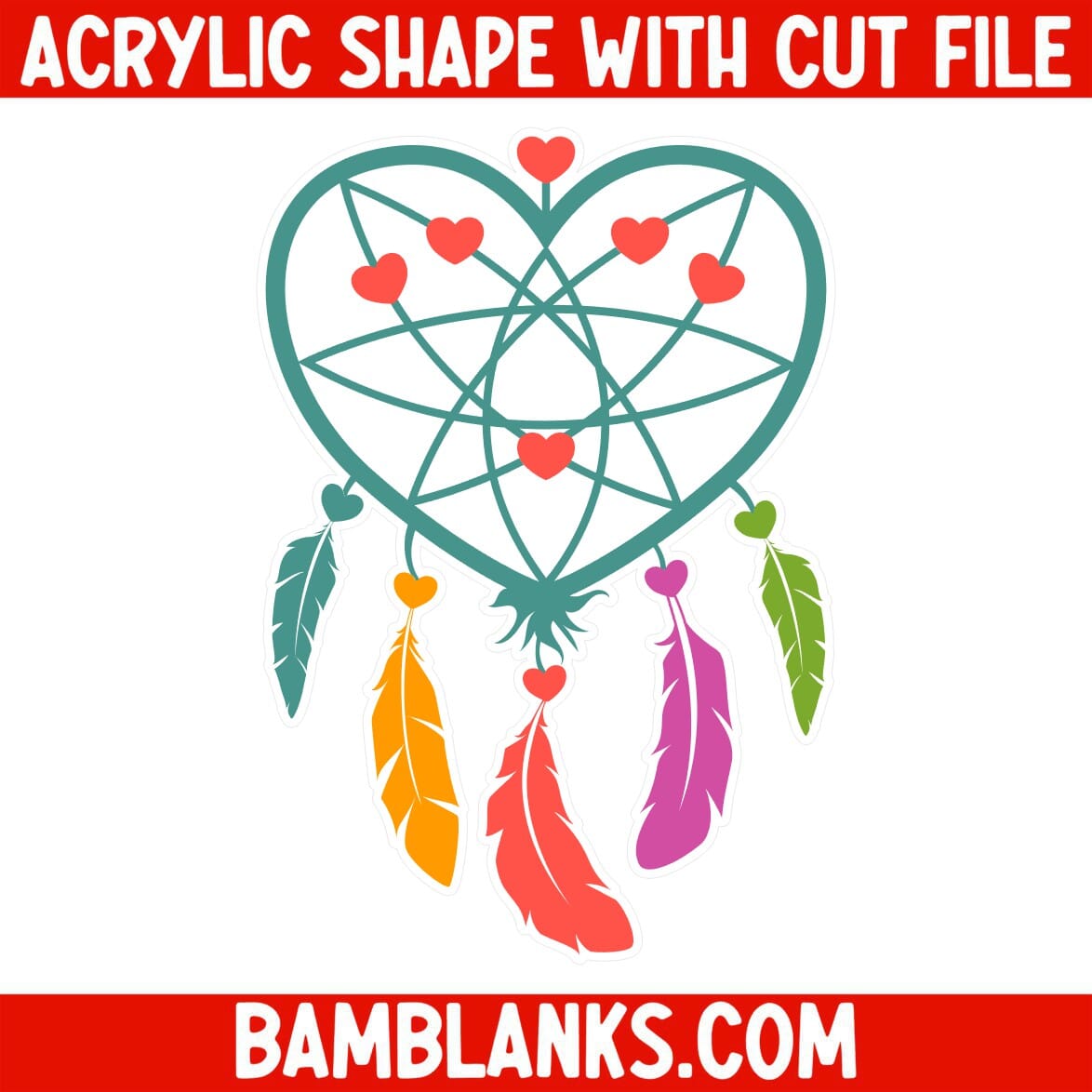 Dream Catcher Heart - Acrylic Shape #1213