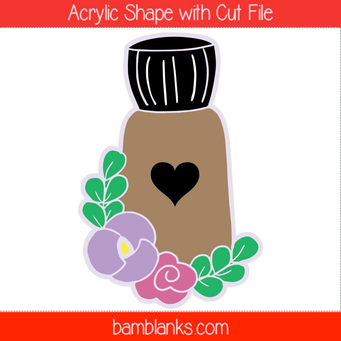 Essential Oil with Flowers - Acrylic Shape #1476