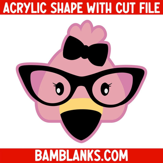 Flamingo with Glasses - Acrylic Shape #306