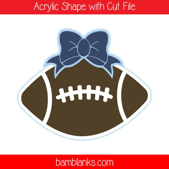 Football with Bow - Acrylic Shape #922