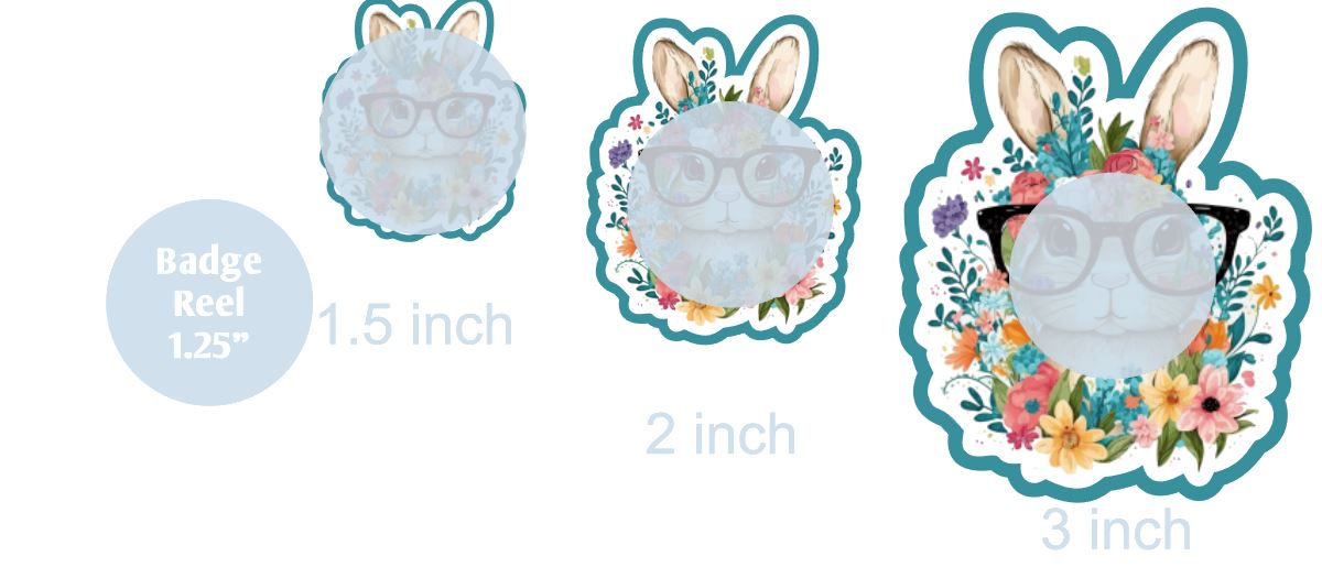 Glasses Bunny with Wildflower - DECAL AND ACRYLIC SHAPE #DA0351