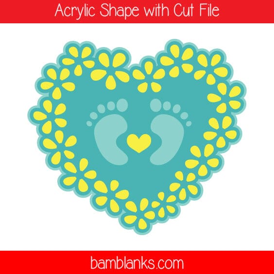 Heart with Flowers - Acrylic Shape #898