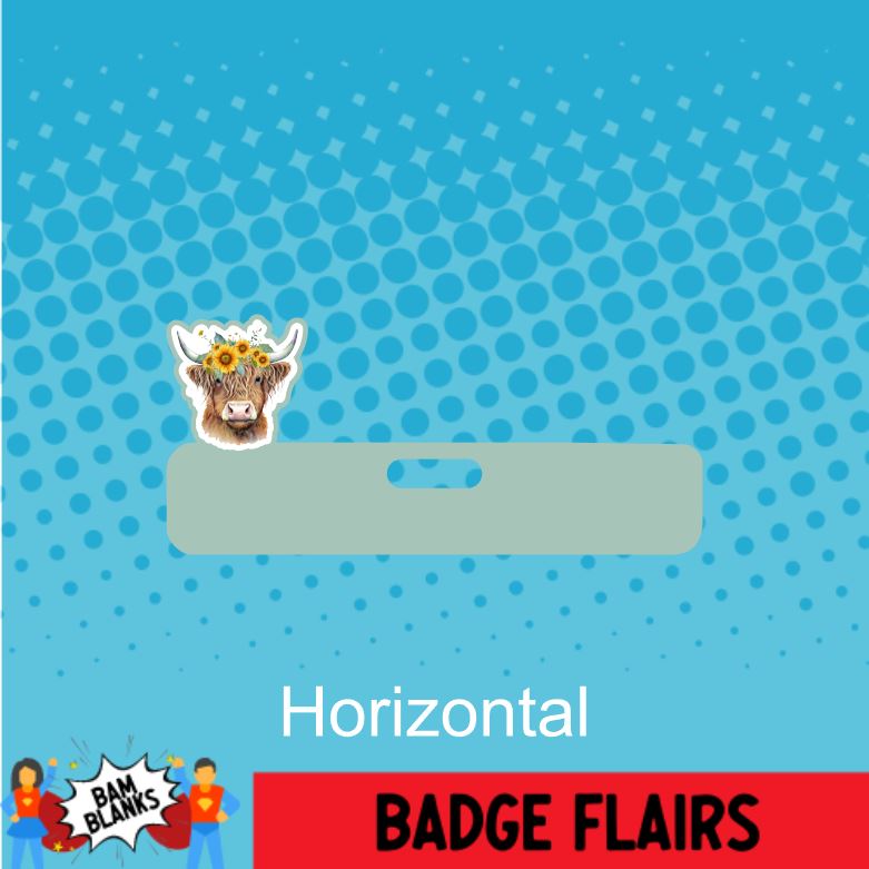 Highland Cow with Flowers - BADGE FLAIR DECAL AND ACRYLIC #BF0020