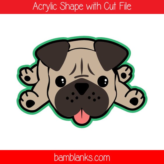 Lazy Pug - Acrylic Shape #891