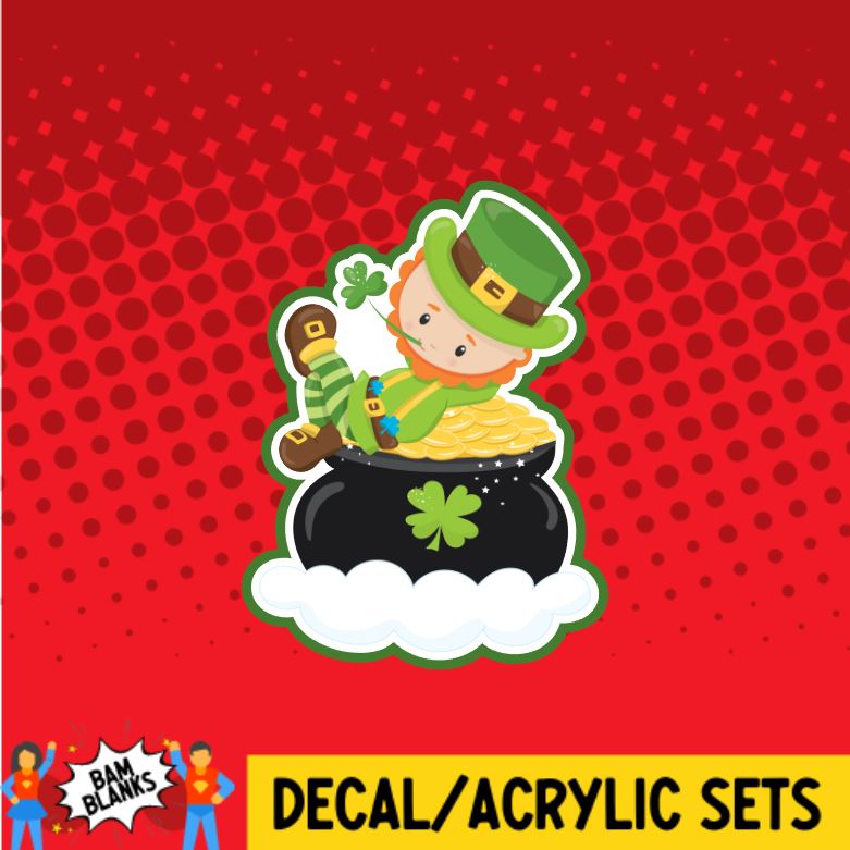 Leprechaun on a Pot of Gold - DECAL AND ACRYLIC SHAPE #DA0632