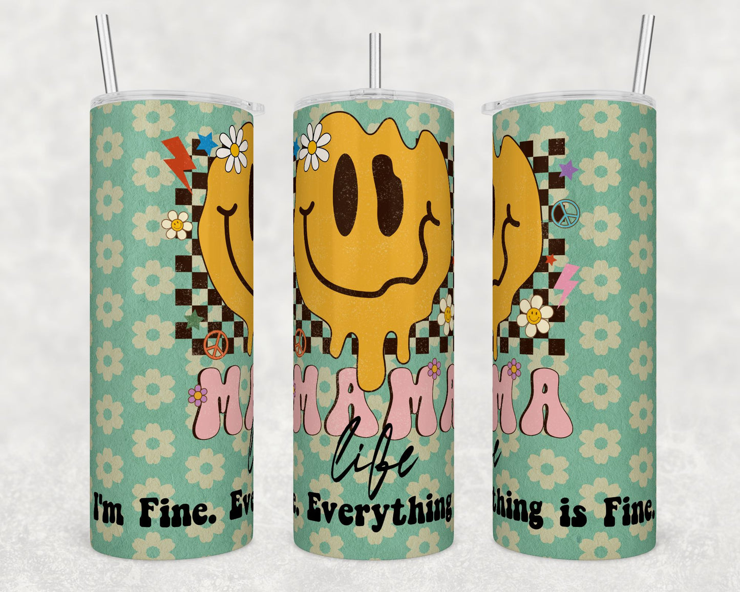 Mama Life Smiley - 20 oz Skinny Cup Wrap - CW0068