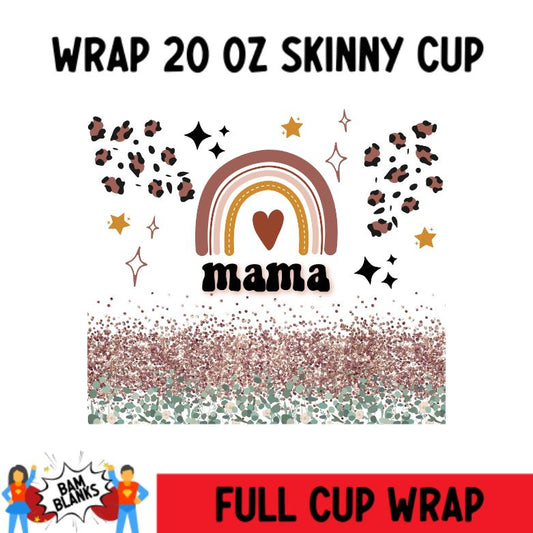 Mama Retro Rainbow - 20 oz Skinny Cup Wrap - CW0109