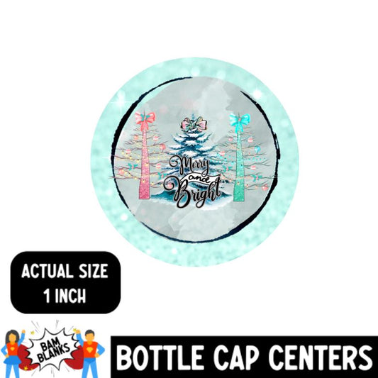 Merry and Bright - Bottle Cap Center #BC0014