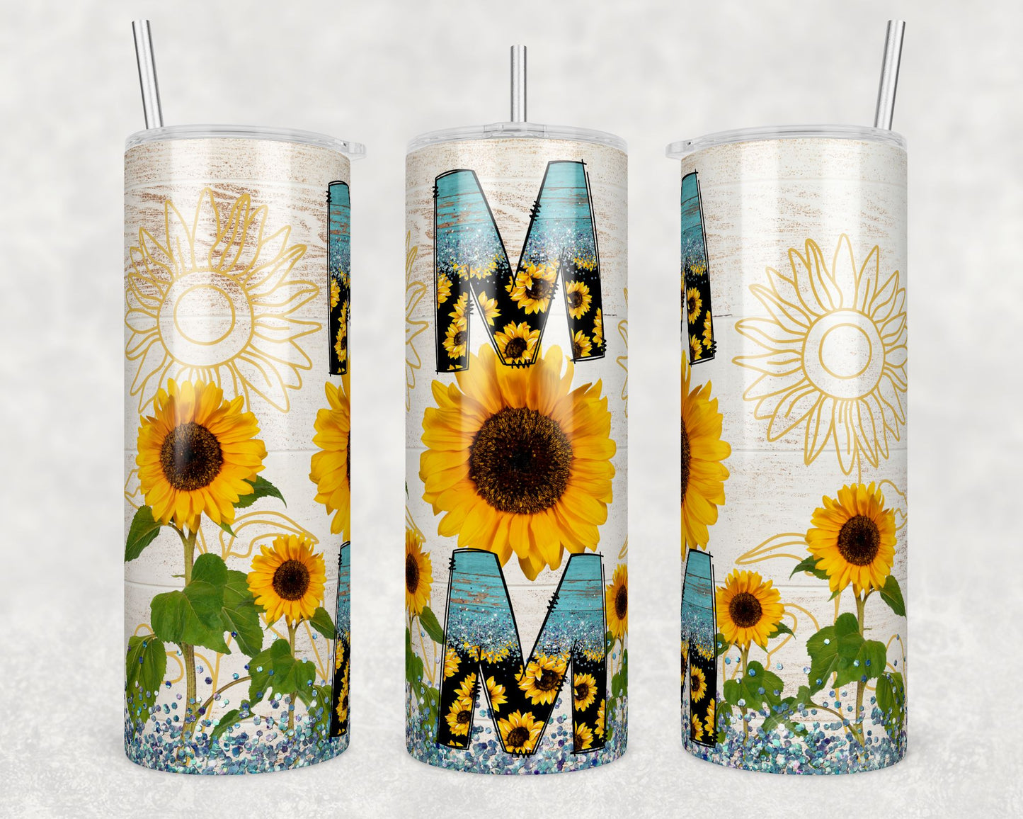 Mom Sunflower - 20 oz Skinny Cup Wrap - CW0057