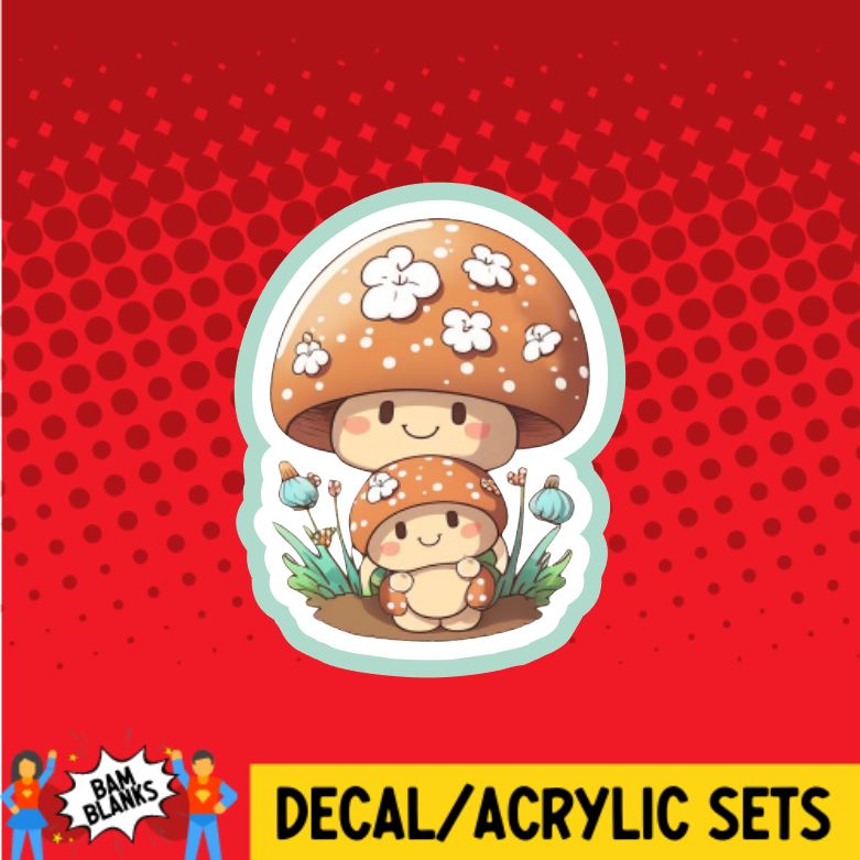 Mushroom Mama & Baby 2 - DECAL AND ACRYLIC SHAPE #DA0914