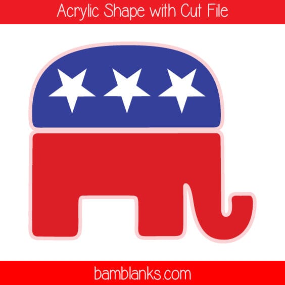 Republican Elephant - Acrylic Shape #938