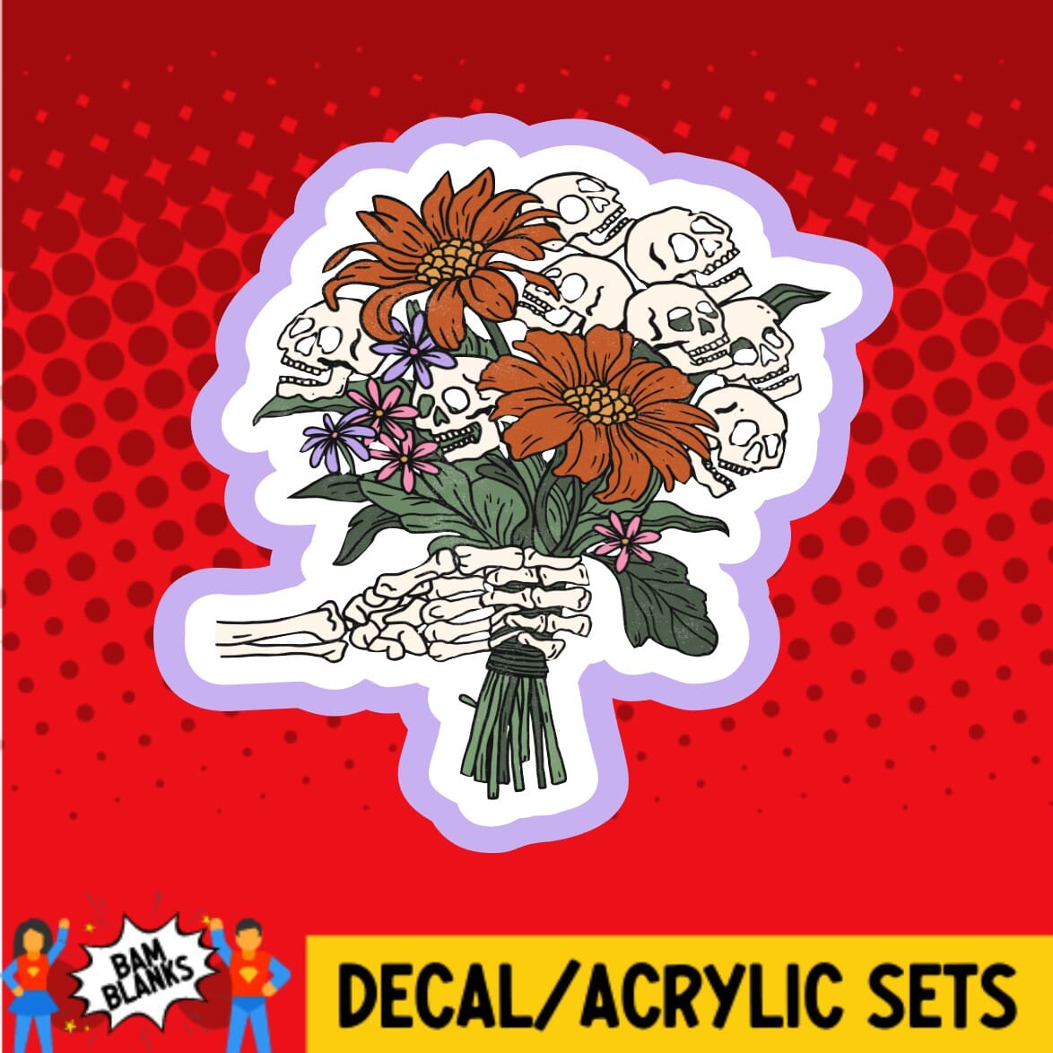 Skull Bouquet - DECAL AND ACRYLIC SHAPE #DA0376