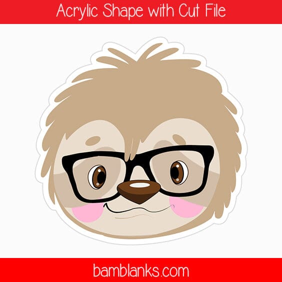Sloth Boy Face - Acrylic Shape #537