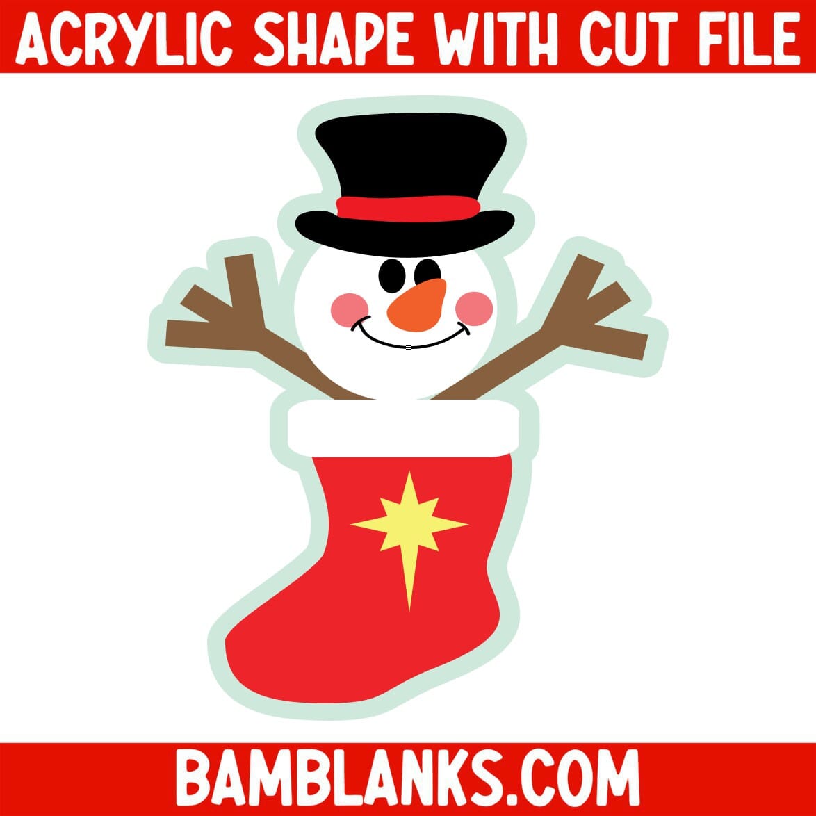 Snowman Stocking - Acrylic Shape #1890