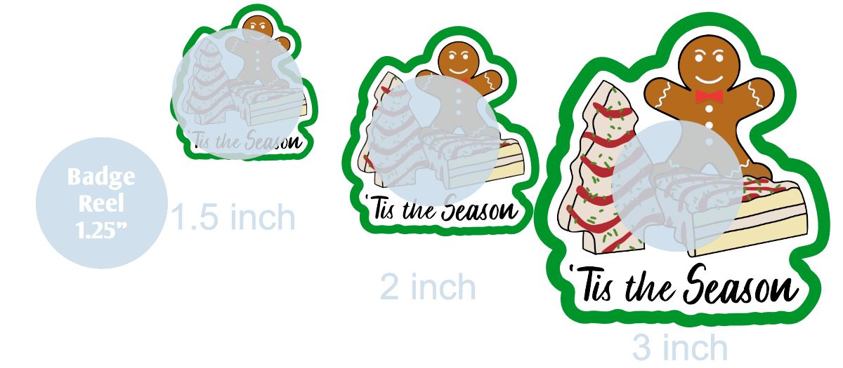 Tis the Season Christmas Tree Cakes - DECAL AND ACRYLIC SHAPE #DA0413