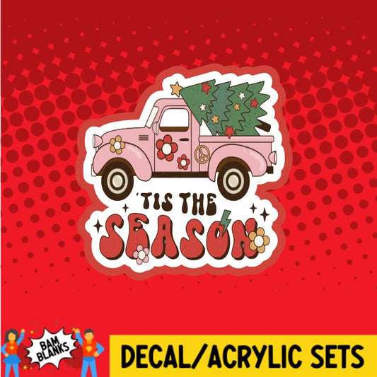 Tis the Season Pink Truck - DECAL AND ACRYLIC SHAPE #DA0326