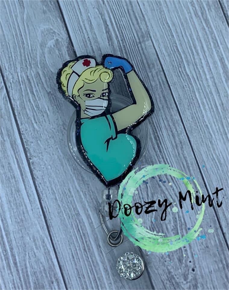 Tough Girl Nurse with Gloves - Acrylic Shape #157