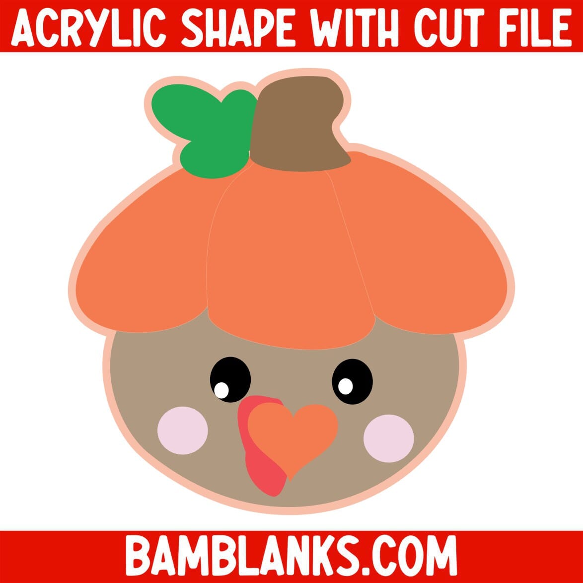 Turkey with Pumpkin Hat - Acrylic Shape #1062