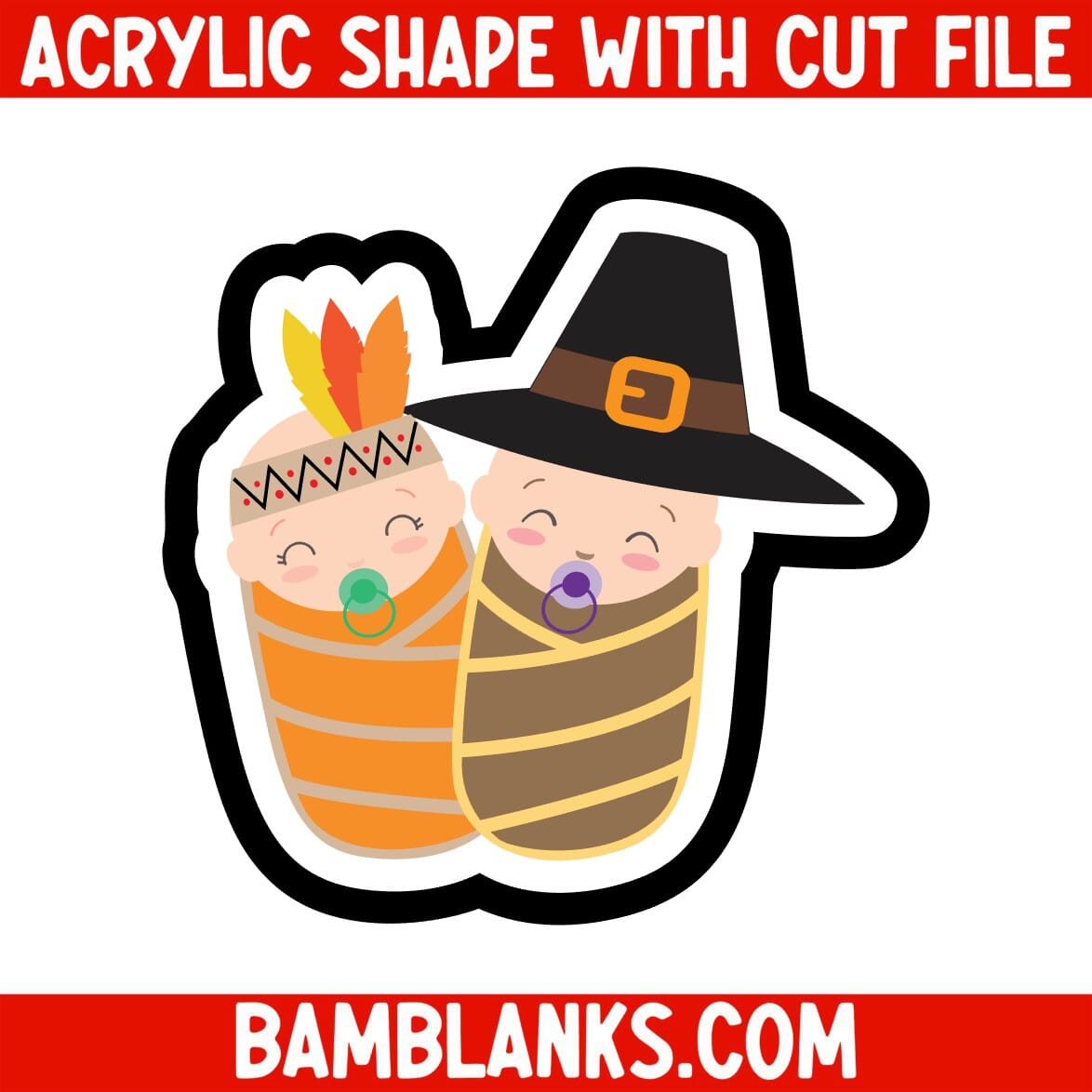 Two Thanksgiving Babies Swaddled - Acrylic Shape #2251