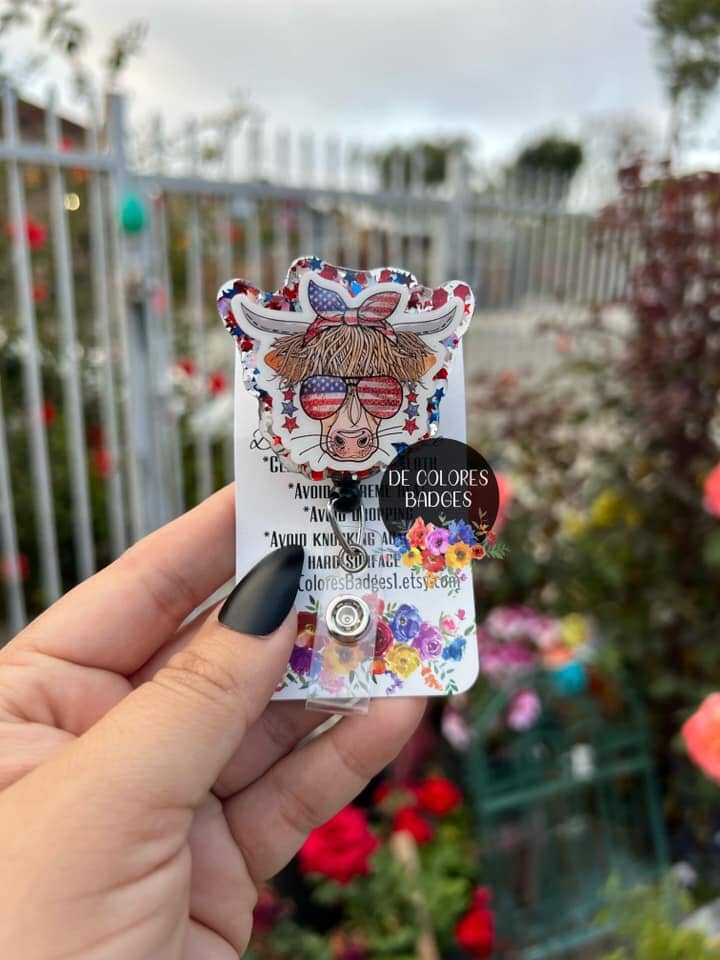 USA Highland Cow - DECAL AND ACRYLIC SHAPE #DA0856