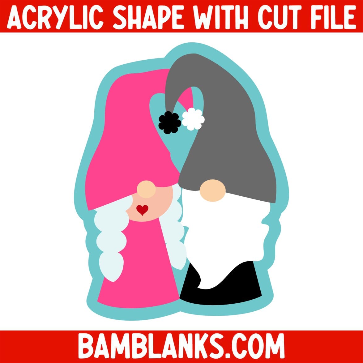Valentine Gnome Couple - Acrylic Shape #1111